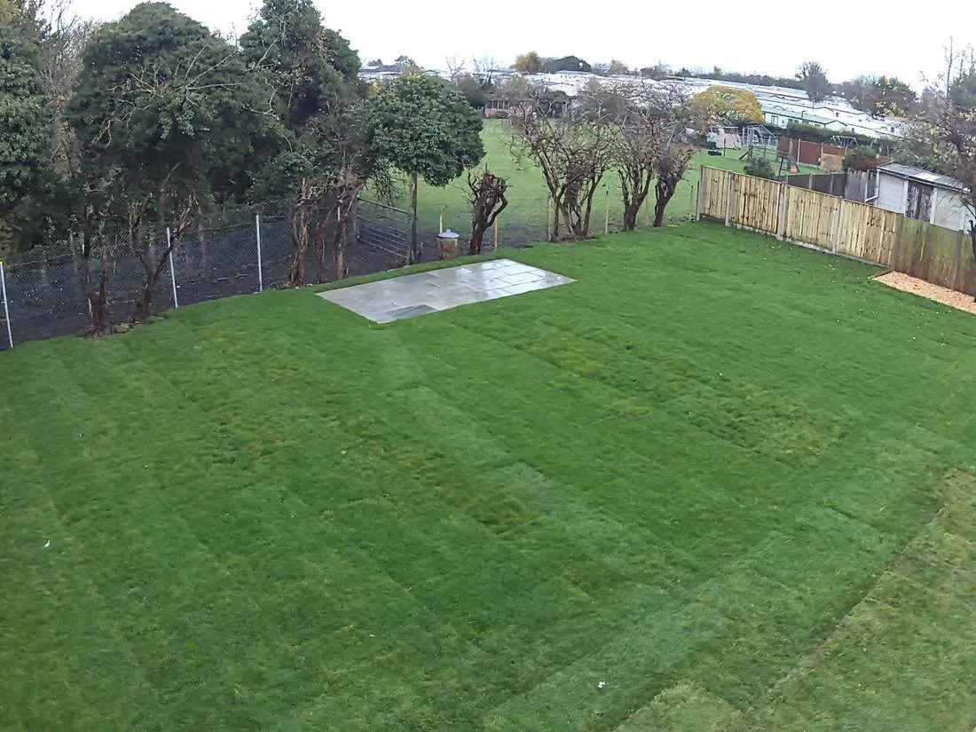 New turf laid across a large lawn by DJG Groundworks