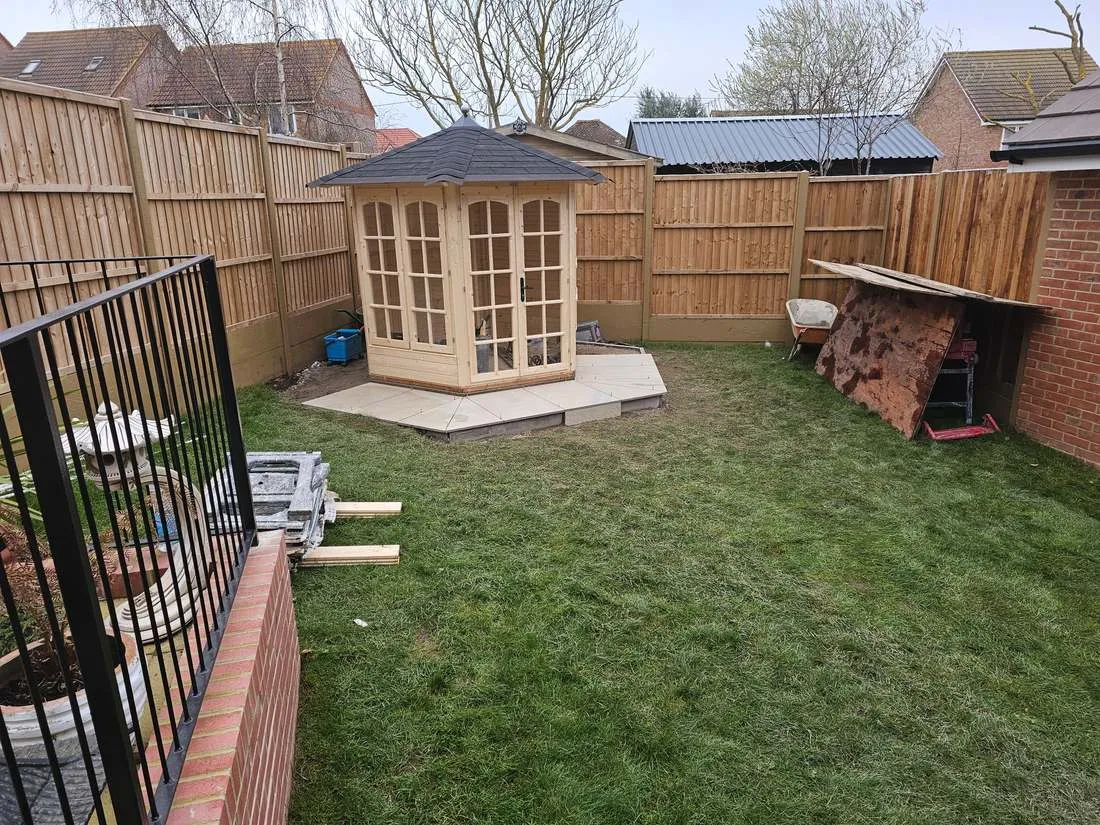 Summerhouse on a new paved base by DJG Groundworks